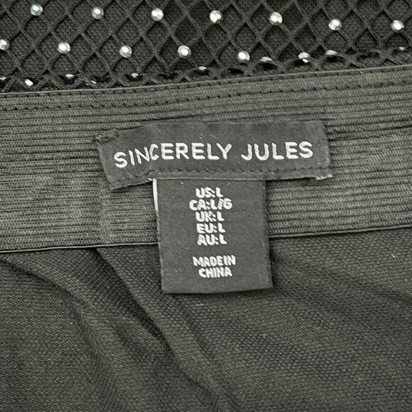 Sincerely Jules Beaded Mini Skirt Black Size Juniors Large - Picture 3 of 5